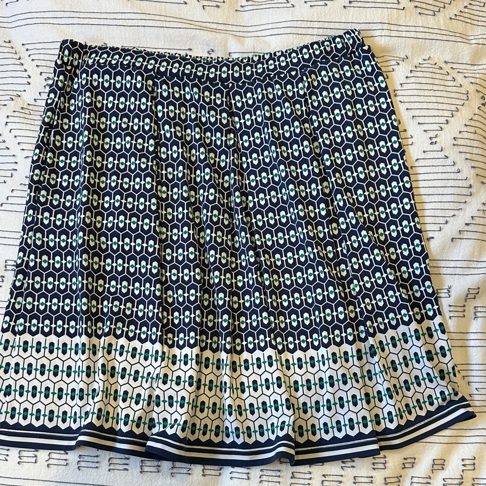 Max Studio Navy and Cream A-Line Skirt